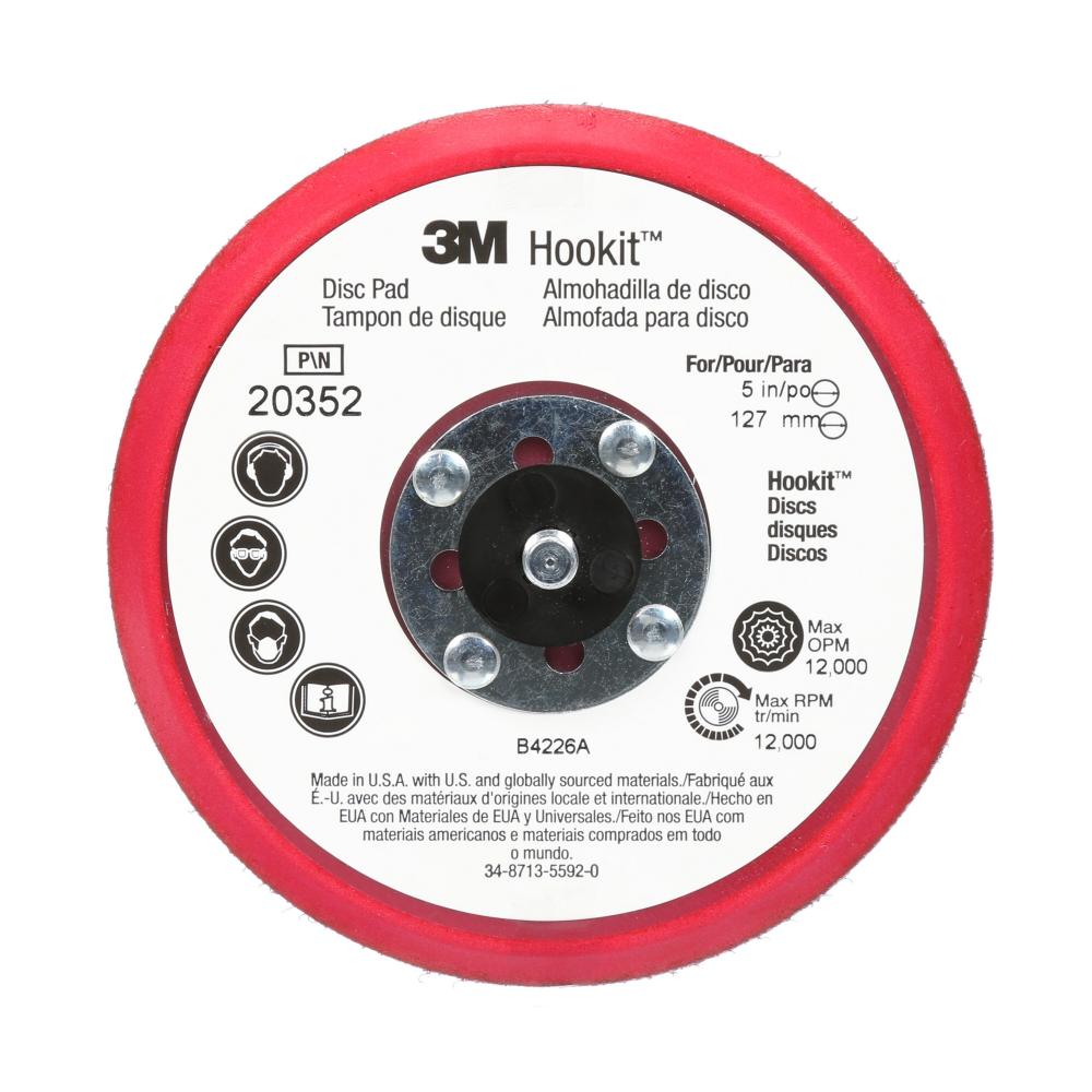 3M Hookit Low Profile Disc Pad, 20352, red, 5 in x 3/8 in (127 mm x 9.52 mm)<span class=' ItemWarning' style='display:block;'>Item is usually in stock, but we&#39;ll be in touch if there&#39;s a problem<br /></span>