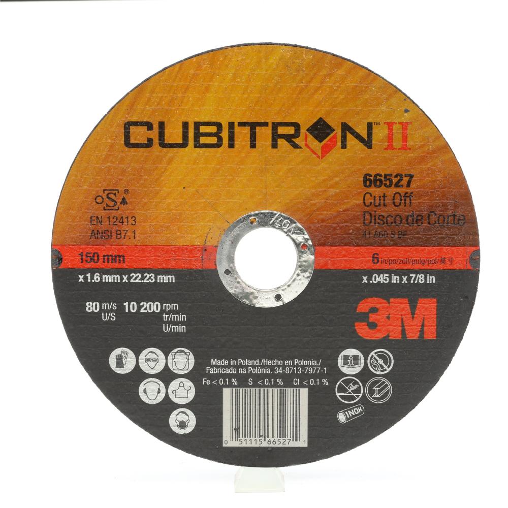 3M Cubitron II Cut-Off Wheel, 66527, T1, black, 6 in x 0.05 in x 7/8 in (15.24 cm x 1.27 mm)<span class=' ItemWarning' style='display:block;'>Item is usually in stock, but we&#39;ll be in touch if there&#39;s a problem<br /></span>