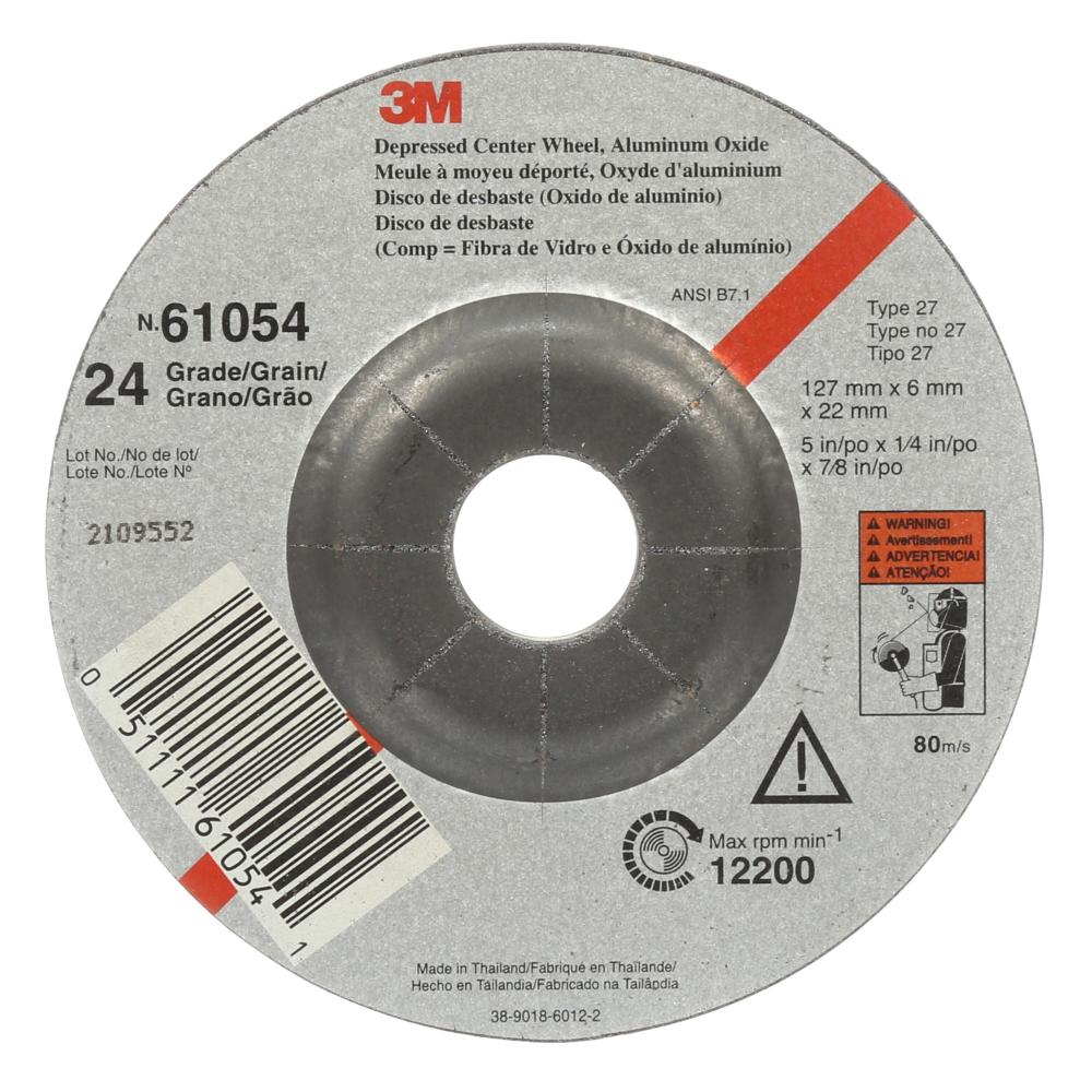 3M Depressed Centre Wheel, 5 in x 1/4 in x 7/8 in, type 27, grade 24<span class=' ItemWarning' style='display:block;'>Item is usually in stock, but we&#39;ll be in touch if there&#39;s a problem<br /></span>