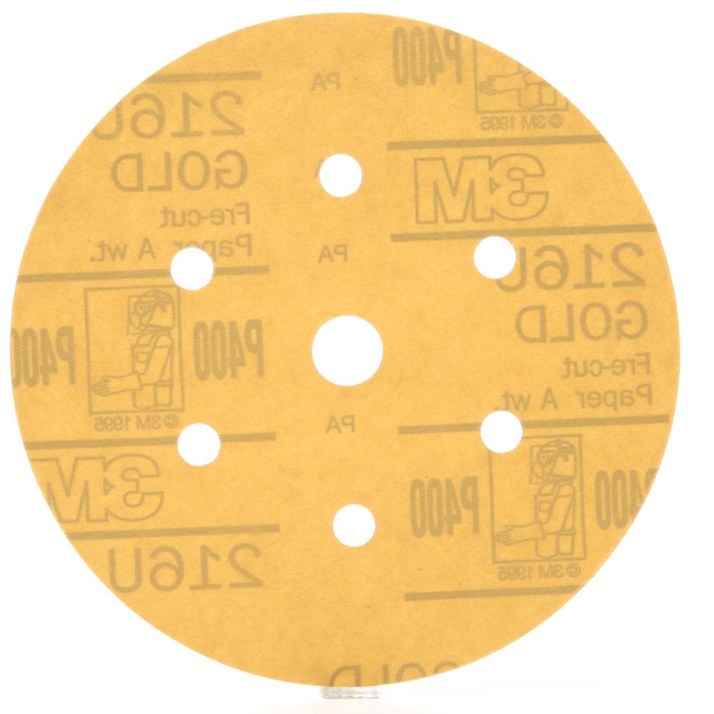 3M Hookit Dust Free Gold Disc, 216U, 01073, P400, A-weight, 6 in x 5/8 in (15.24 cm x 1.5 cm)<span class=' ItemWarning' style='display:block;'>Item is usually in stock, but we&#39;ll be in touch if there&#39;s a problem<br /></span>