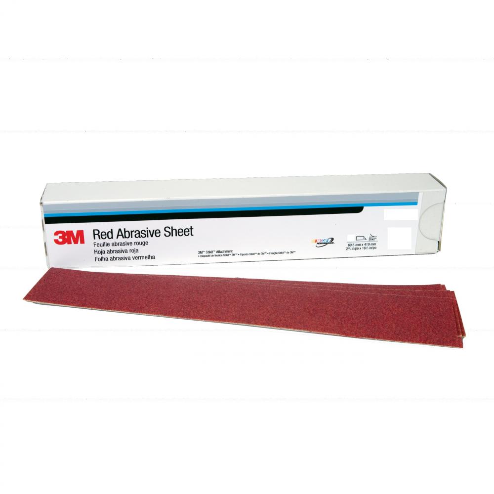 3M Red Abrasive Sheet, 316U, with 3M Stikit Attachment, 01679, P80, 2 3/4 in x 16 1/2 in<span class=' ItemWarning' style='display:block;'>Item is usually in stock, but we&#39;ll be in touch if there&#39;s a problem<br /></span>