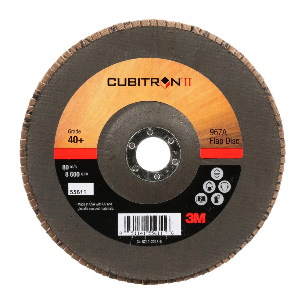 3M&trade; Cubitron&trade; II Flap Disc, 967A, T27, 40+, Y-weight, 7 in x 7/8 in<span class=' ItemWarning' style='display:block;'>Item is usually in stock, but we&#39;ll be in touch if there&#39;s a problem<br /></span>