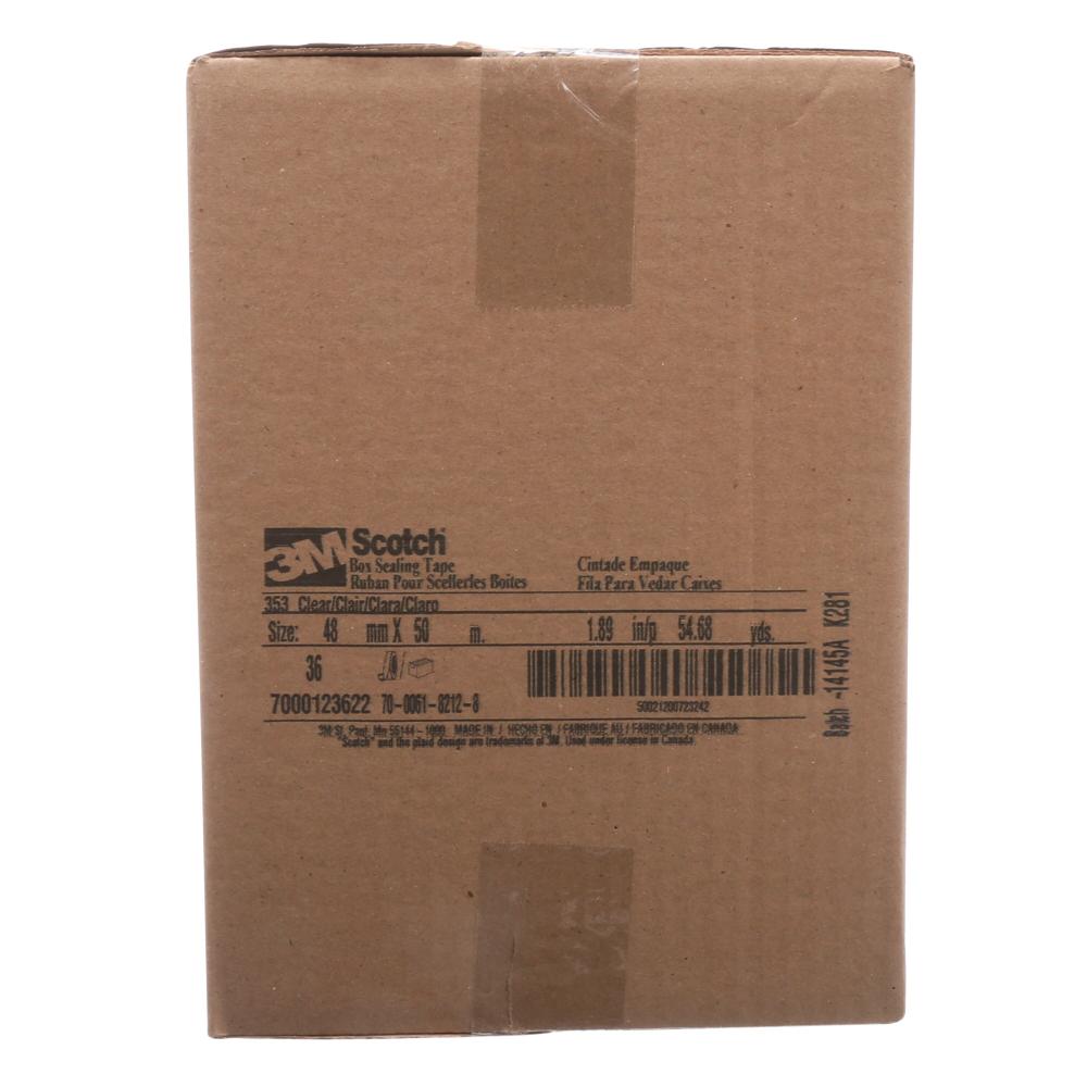 Scotch® Box Sealing Tape, 353, clear, 48 mm x 50 m<span class=' ItemWarning' style='display:block;'>Item is usually in stock, but we&#39;ll be in touch if there&#39;s a problem<br /></span>