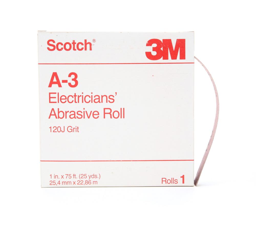 Scotch® A-3 Electrician&#39;s Abrasive Roll, grade 120, 1 in x 25 yd (25.4 mm x 22.9 m)<span class=' ItemWarning' style='display:block;'>Item is usually in stock, but we&#39;ll be in touch if there&#39;s a problem<br /></span>