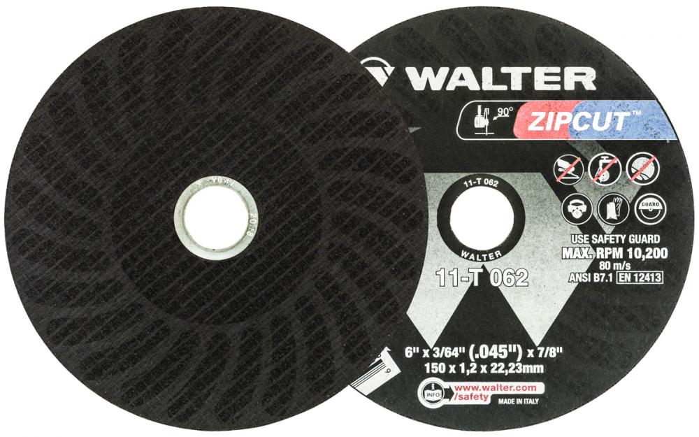 Walter 11T062 ZIPCUT™ Thin Cut-Off Wheel 6X3/64x7/8 Type 1