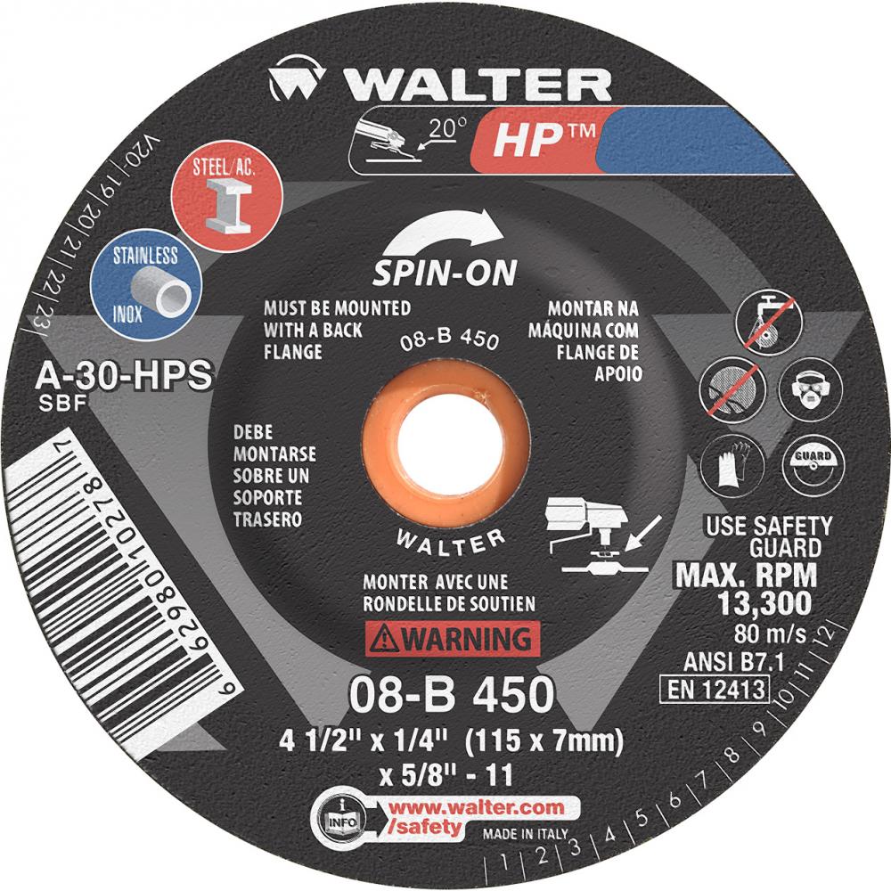 4-1/2X1/4 HP SPIN-ON GR WHEELS<span class=' ItemWarning' style='display:block;'>Item is usually in stock, but we&#39;ll be in touch if there&#39;s a problem<br /></span>