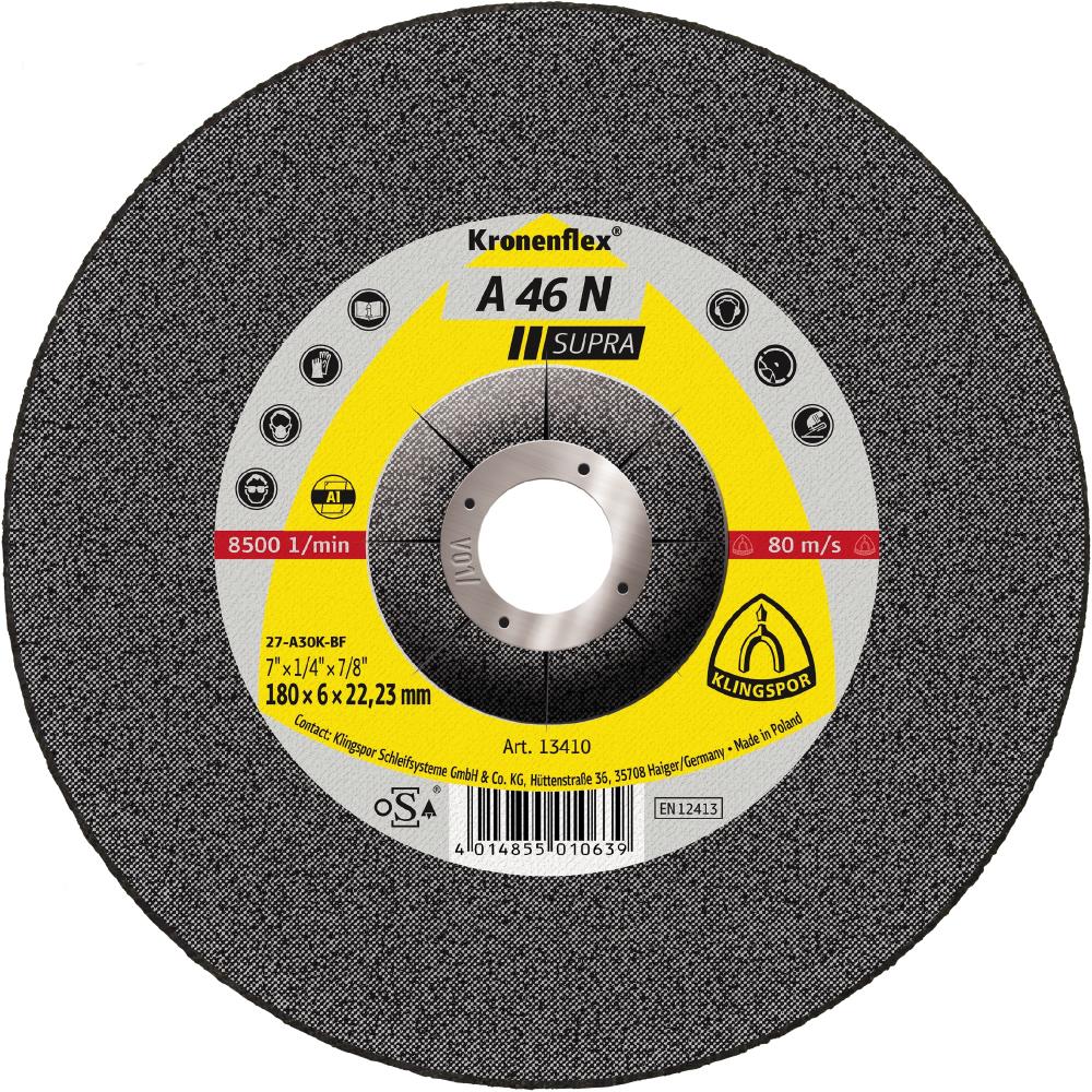 A 46 N grinding discs, 5 x 1/4 x 7/8 Inch depressed centre<span class=' ItemWarning' style='display:block;'>Item is usually in stock, but we&#39;ll be in touch if there&#39;s a problem<br /></span>