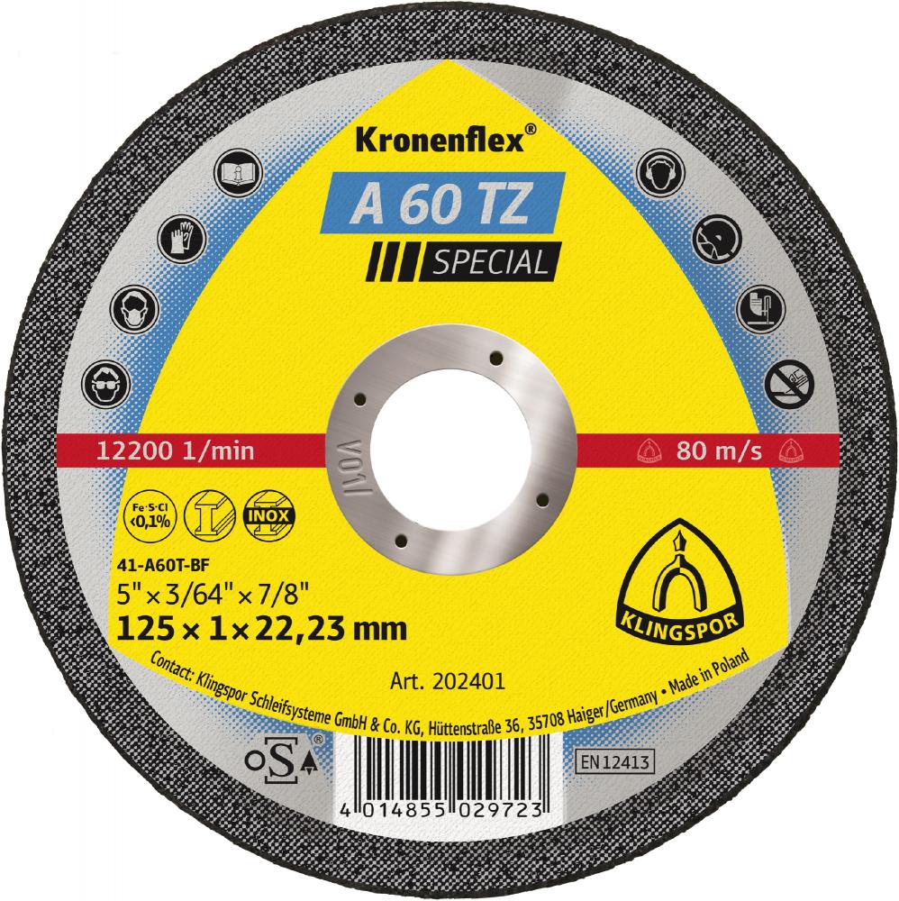 A 60 TZ cutting-off wheels, 5 x 3/64 x 7/8 Inch depressed centre<span class=' ItemWarning' style='display:block;'>Item is usually in stock, but we&#39;ll be in touch if there&#39;s a problem<br /></span>