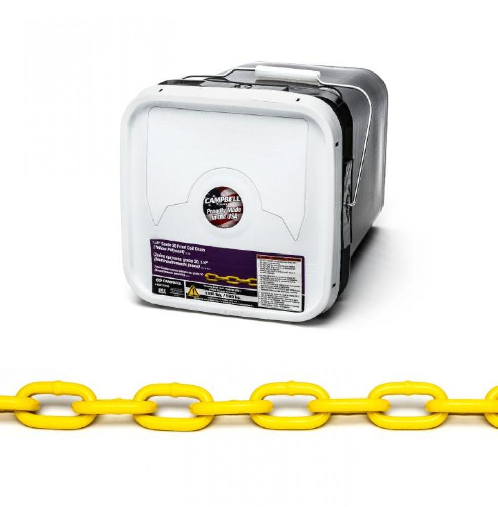 CHAIN,1/4&#34; PROOF COIL,YELLOW,75&#39;/SQ PAIL<span class=' ItemWarning' style='display:block;'>Item is usually in stock, but we&#39;ll be in touch if there&#39;s a problem<br /></span>