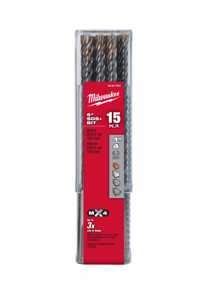 MX4™ 4-Cutter SDS-Plus Rotary Hammer-Drill Bit 1/4 in. x 4 in. x 6 in.<span class=' ItemWarning' style='display:block;'>Item is usually in stock, but we&#39;ll be in touch if there&#39;s a problem<br /></span>