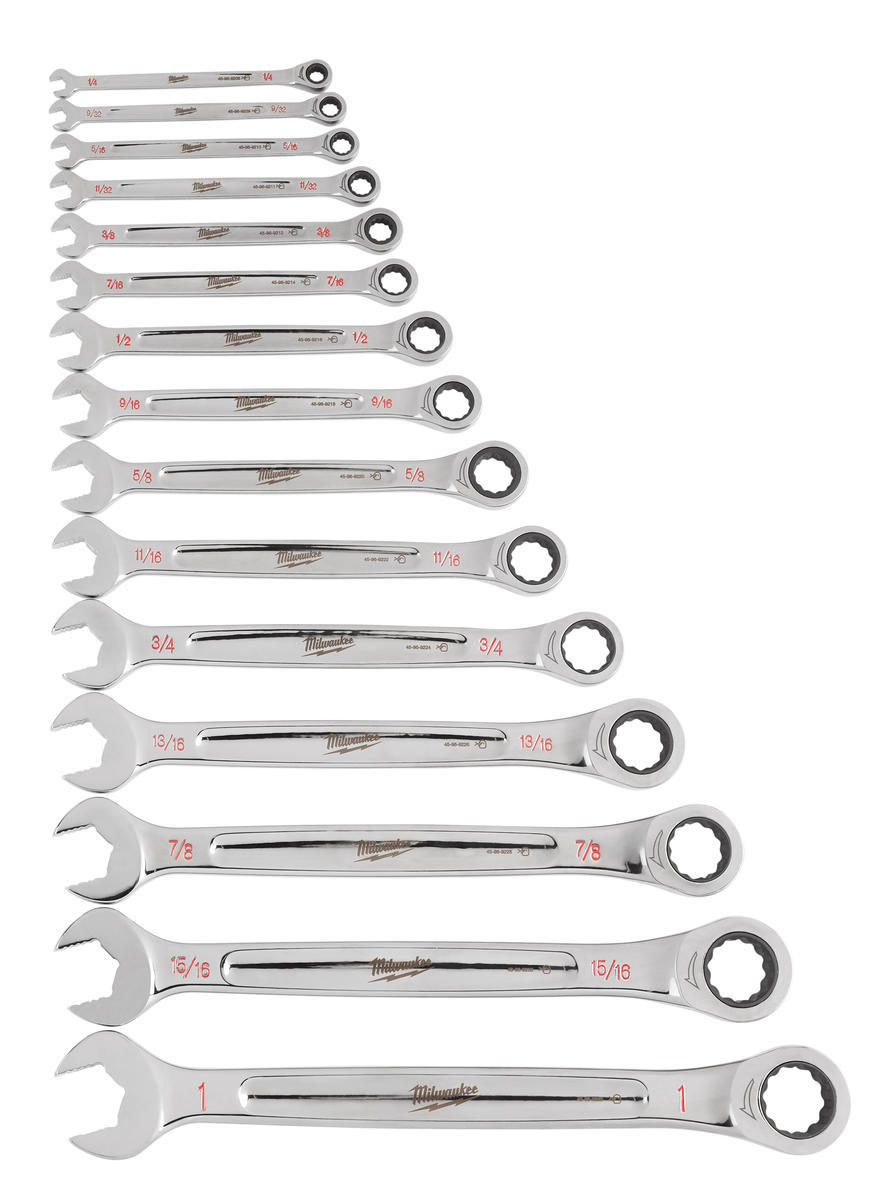 15pc Ratcheting Combination Wrench Set - SAE<span class=' ItemWarning' style='display:block;'>Item is usually in stock, but we&#39;ll be in touch if there&#39;s a problem<br /></span>