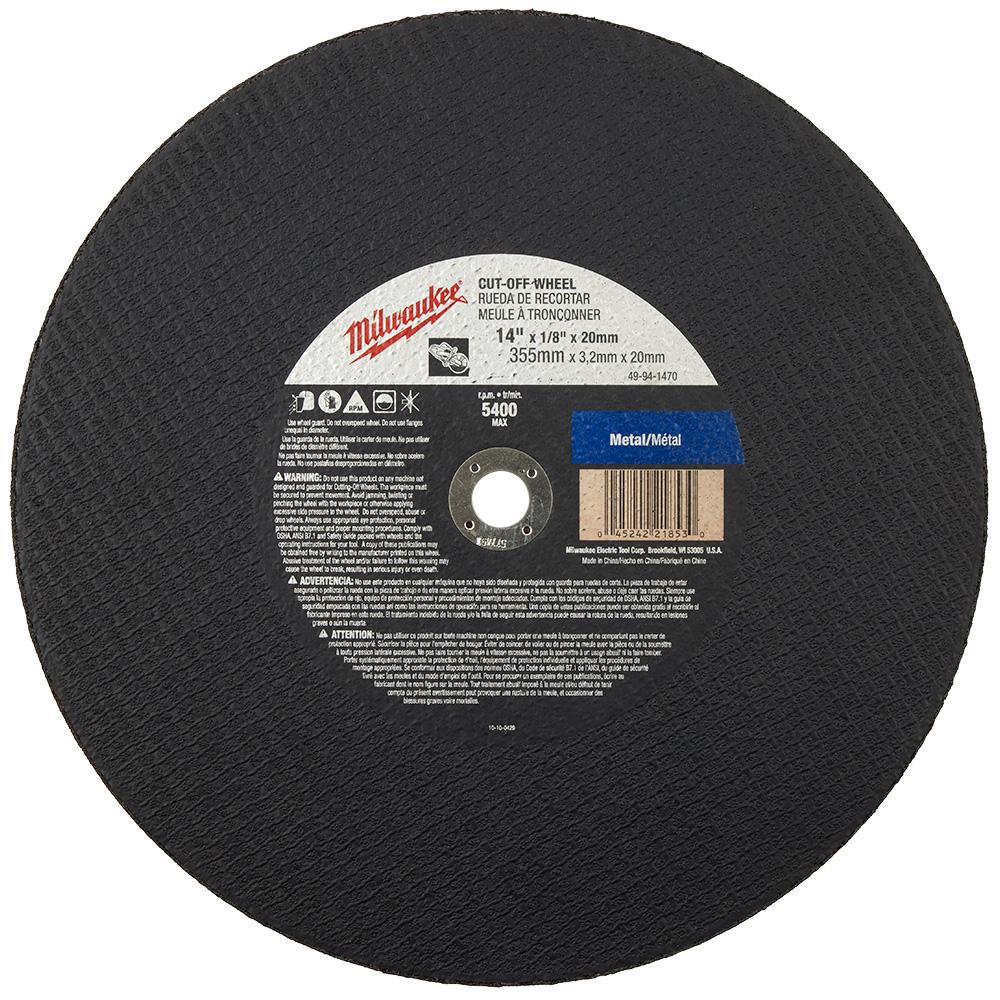 14 in. x 1/8 in. x 20 mm Cut-Off Wheel (Type 1)<span class=' ItemWarning' style='display:block;'>Item is usually in stock, but we&#39;ll be in touch if there&#39;s a problem<br /></span>