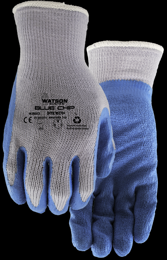 BLUE CHIP POLYESTER CRINKLED RUBBER LATEX PALM COATED - L<span class=' ItemWarning' style='display:block;'>Item is usually in stock, but we&#39;ll be in touch if there&#39;s a problem<br /></span>