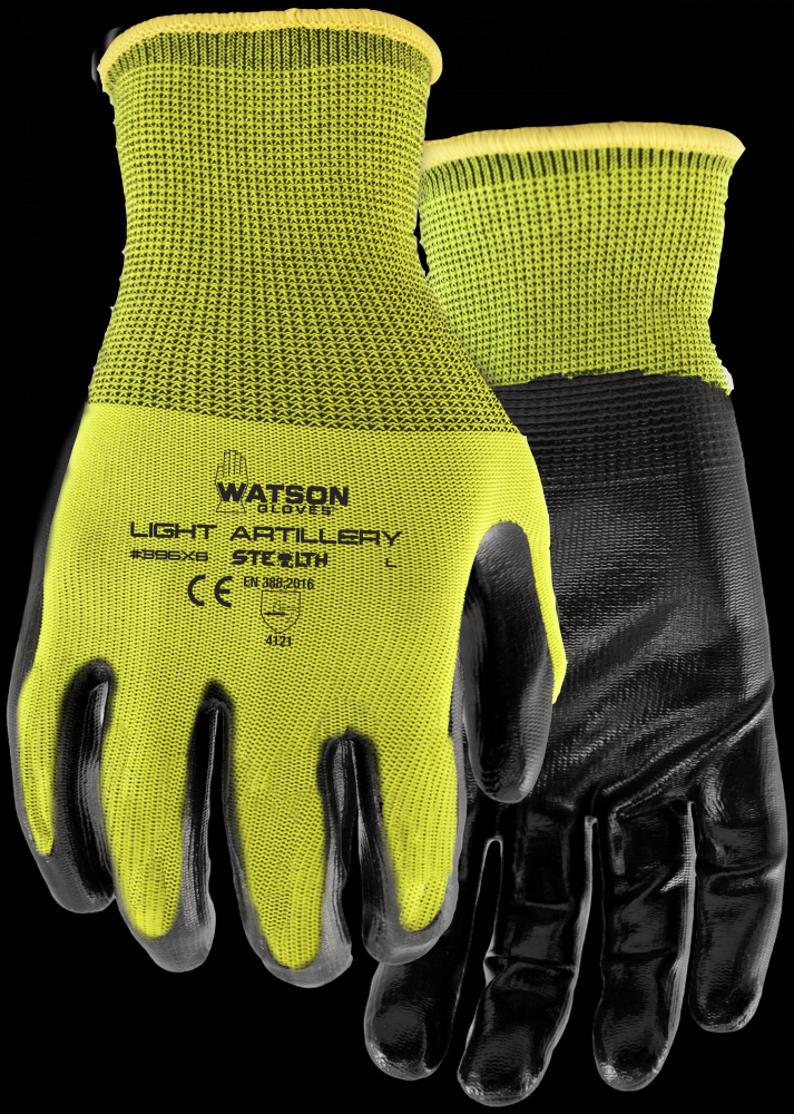 STEALTH LIGHT ARTILLERY NITRILE HI VIS POLYESTER 6 PACK COATED - L<span class=' ItemWarning' style='display:block;'>Item is usually in stock, but we&#39;ll be in touch if there&#39;s a problem<br /></span>