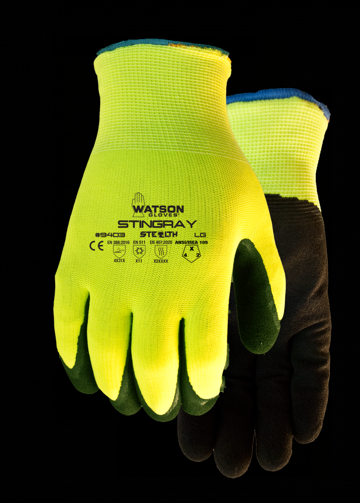 STEALTH STINGRAY SANDY NITRILE HIVIS WATER RESISTANT COATED - L<span class=' ItemWarning' style='display:block;'>Item is usually in stock, but we&#39;ll be in touch if there&#39;s a problem<br /></span>