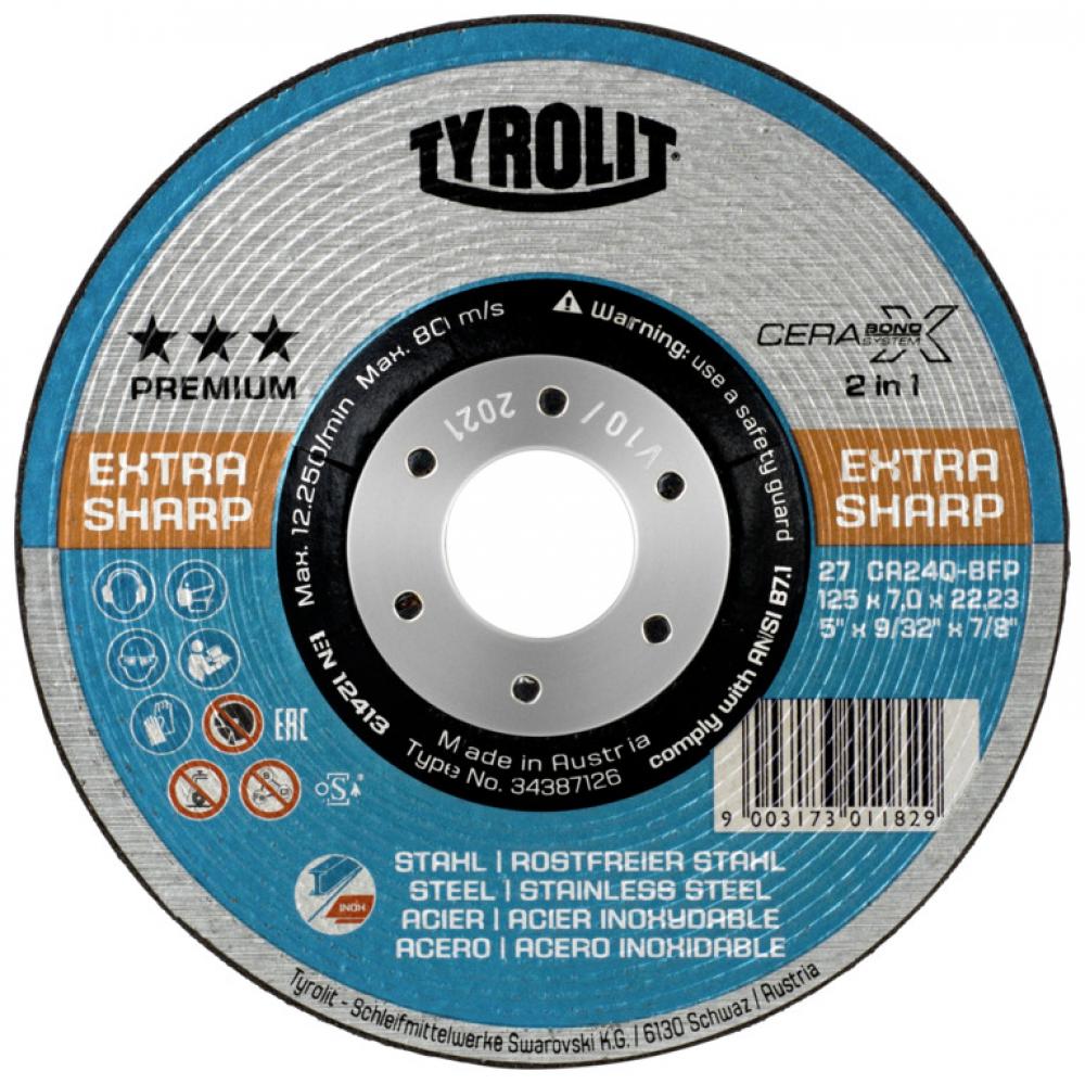 Premium Pipe Line Wheel 5&#34;x5/32&#34;x7/8&#34; Type 27 CA24Q Cerabond X S\SS<span class=' ItemWarning' style='display:block;'>Item is usually in stock, but we&#39;ll be in touch if there&#39;s a problem<br /></span>