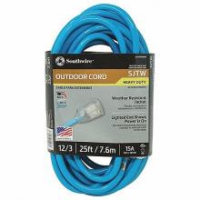 Southwire 2577SW000H - EXTCORD, 12/3 SJTW 25' COOL BLUE LE SW+