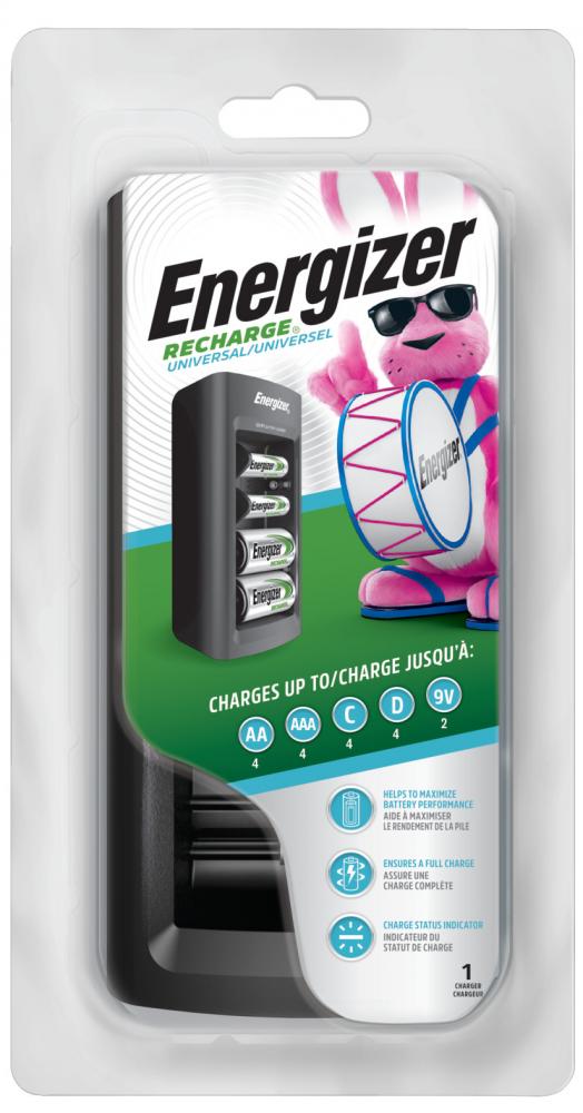 Energizer Recharge Universal Charger for NiMH Rechargeable AA, AAA, C, D, and 9V Batteries<span class=' ItemWarning' style='display:block;'>Item is usually in stock, but we&#39;ll be in touch if there&#39;s a problem<br /></span>