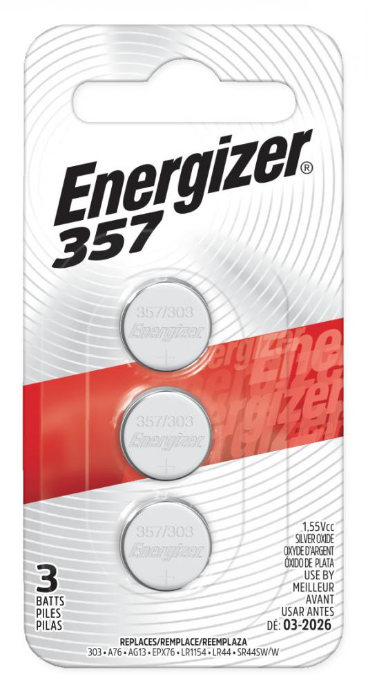 Energizer 357/303 Batteries (3 Pack), 1.5V Silver Oxide Button Cell Batteries<span class=' ItemWarning' style='display:block;'>Item is usually in stock, but we&#39;ll be in touch if there&#39;s a problem<br /></span>