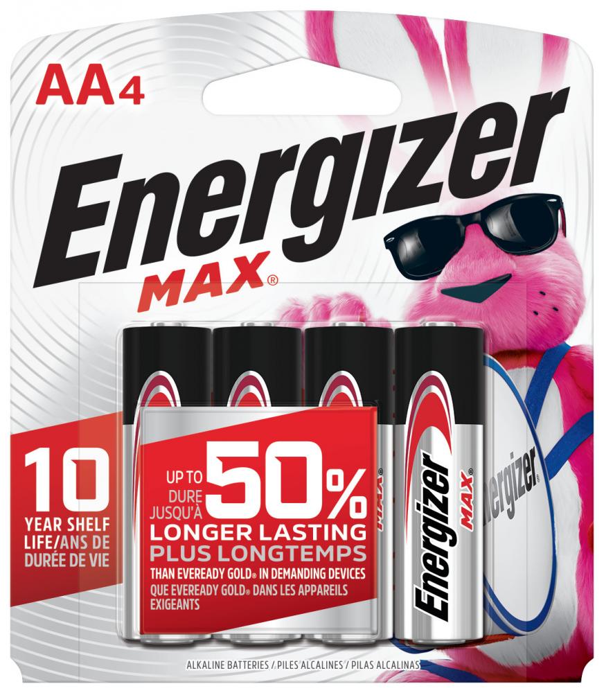 Energizer MAX AA Batteries (4 Pack), Double A Alkaline Batteries<span class=' ItemWarning' style='display:block;'>Item is usually in stock, but we&#39;ll be in touch if there&#39;s a problem<br /></span>