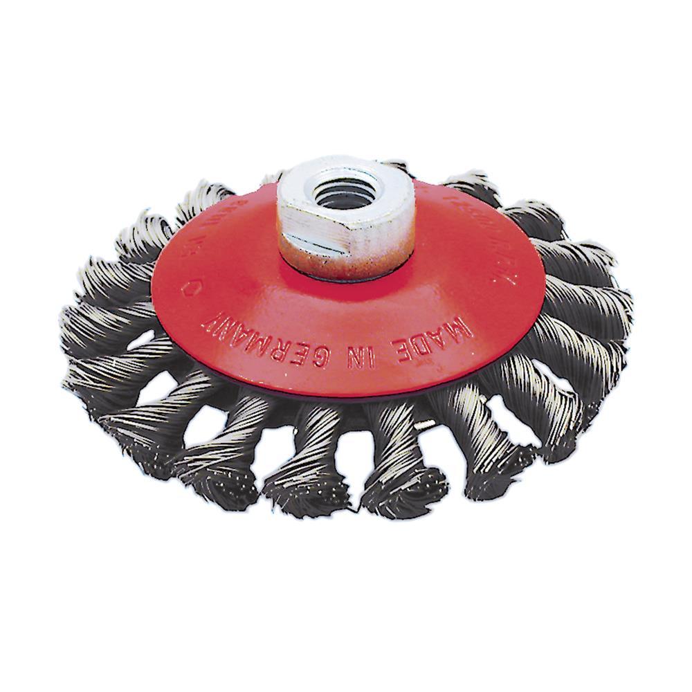 Knot Twisted Conical Brushes for Angle Grinders<span class=' ItemWarning' style='display:block;'>Item is usually in stock, but we&#39;ll be in touch if there&#39;s a problem<br /></span>