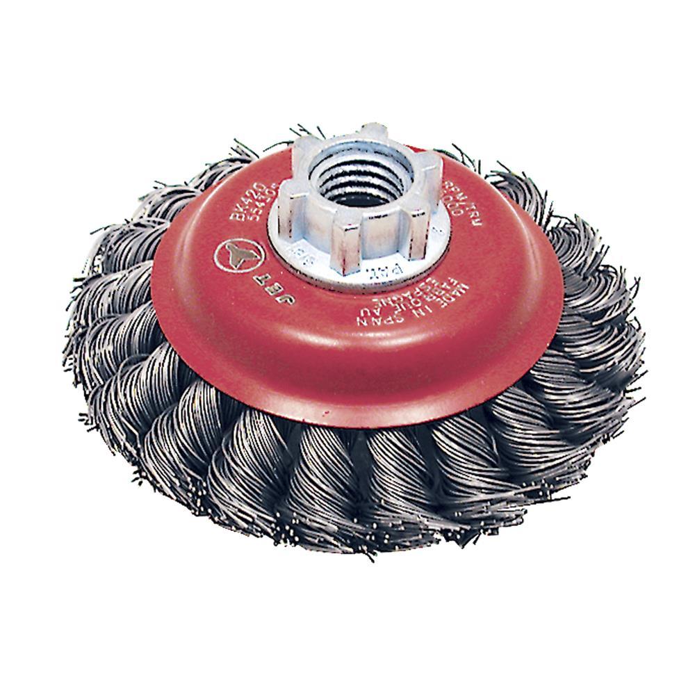 Knot Twisted Conical Brushes for Angle Grinders<span class=' ItemWarning' style='display:block;'>Item is usually in stock, but we&#39;ll be in touch if there&#39;s a problem<br /></span>