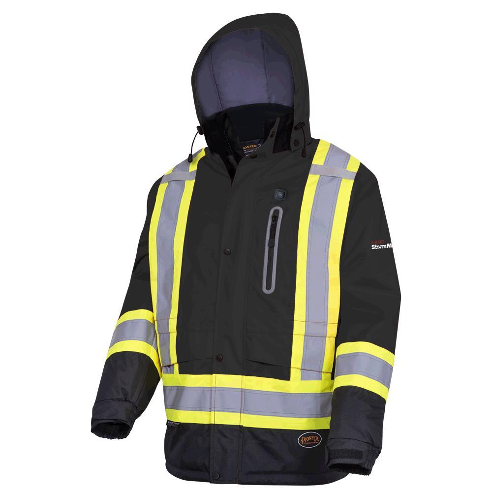 Black Hi-Viz Waterproof Insulated Heated Safety Jacket L V1210170-L  Raider Hansen