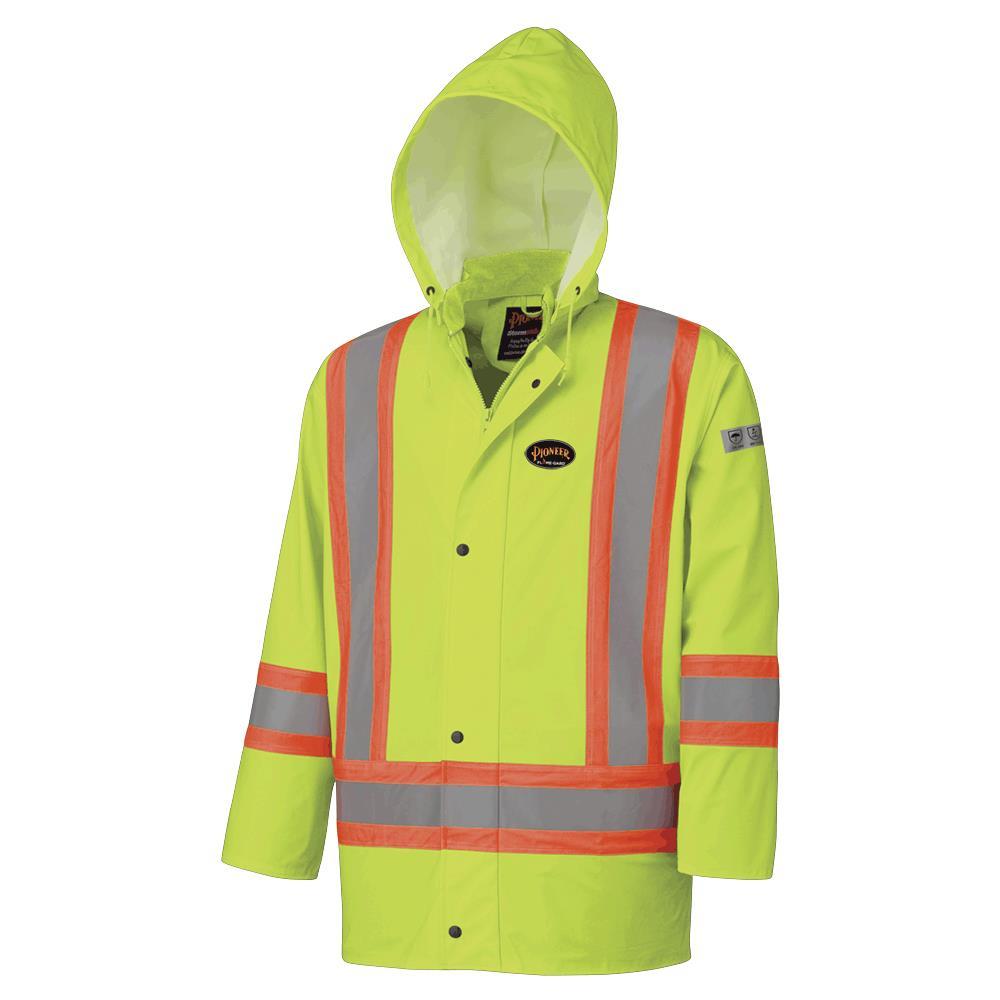 FR Waterproof Hi-Vis Safety Jackets - Detachable Hood<span class=' ItemWarning' style='display:block;'>Item is usually in stock, but we&#39;ll be in touch if there&#39;s a problem<br /></span>