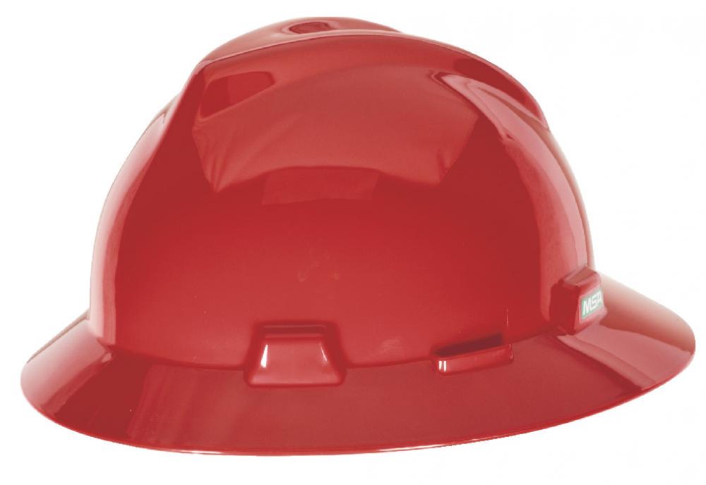 V-Gard Slotted Full-Brim Hat, Red, w/Fas-Trac III Suspension<span class=' ItemWarning' style='display:block;'>Item is usually in stock, but we&#39;ll be in touch if there&#39;s a problem<br /></span>