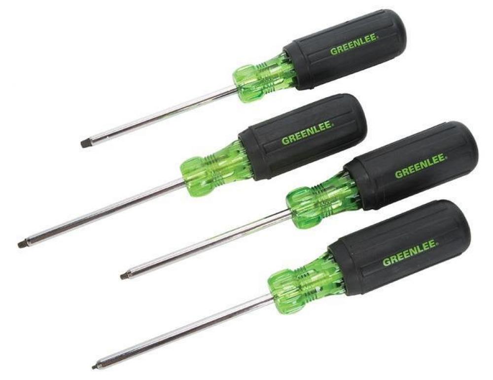 4-Piece Square-Recess Tip Driver Set, Contains - #0 x 4&#34;, #1 x 4&#34;, #2 x 4&#34;, & #3 x 4&#34<span class=' ItemWarning' style='display:block;'>Item is usually in stock, but we&#39;ll be in touch if there&#39;s a problem<br /></span>